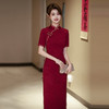SC21876红色传统长款改良旗袍2025新款女喜婆婆旗袍婚宴装喜妈妈结婚喜服 商品缩略图3