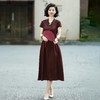 西子/【思红颜】非遗红云纱重磅24姆米桑蚕丝牡丹纹连衣裙/CQTJ271 商品缩略图0