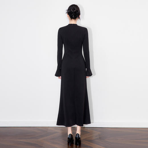 「高货wl」全新升级【铂金会员339/天猫459/差价120】(43711)洛诗琳法式通勤显瘦气质连衣裙2025秋季减龄镶钻收腰裙 商品图1