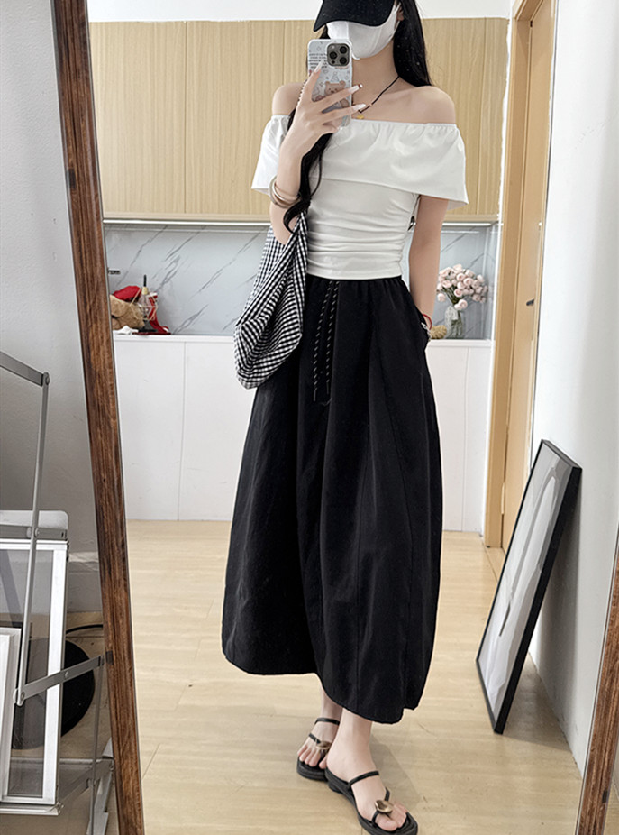 MUYANHUAN 冰丝南瓜裙，冰丝的垂坠感和光泽能中和南瓜裙的蓬松感，既甜美又显高级