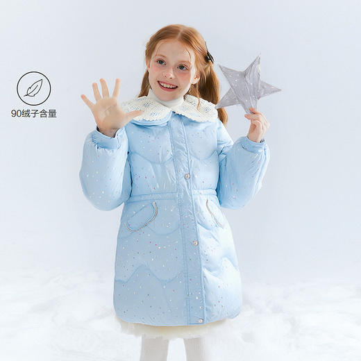 笛莎Deesha 童装女童羽绒服2025冬新款女童甜美大翻领收腰羽绒服 商品图0