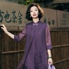 西子/青莲赋桑蚕丝改良明制提花盘扣中袖连衣裙/CQBH855 商品缩略图6