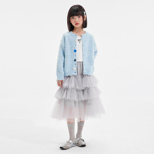 【含羊毛·趣味波浪领开衫】植木童装2025秋季新款女童针织开衫毛衣 商品图2