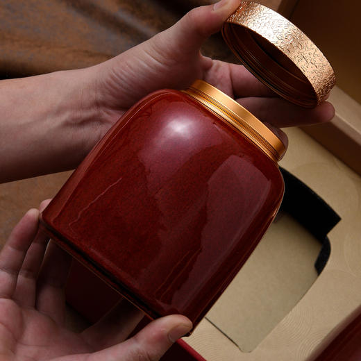 茶韵皮盒【双瓷罐 红色】130元一套/一箱10套 商品图5