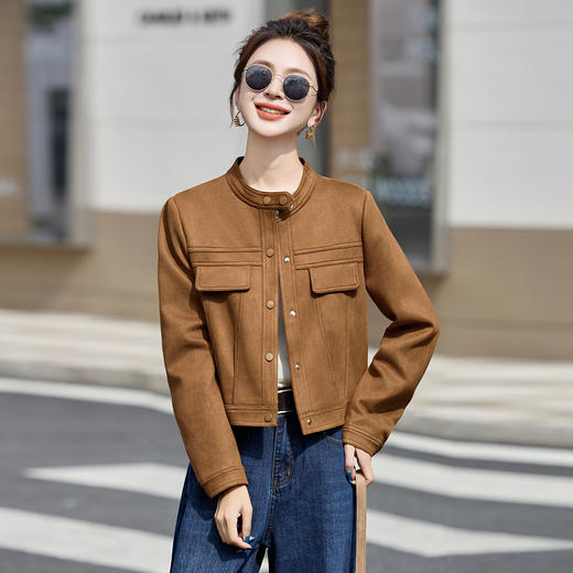 WA7703时尚外套2025秋新款爆版小个子短款显瘦立领设计感夹克上衣 商品图3