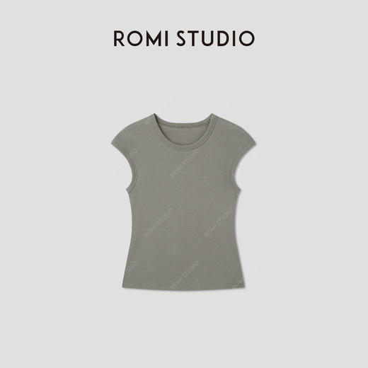 ROMI STUDIO“轻柔舒适”弹力修身圆领包肩运动短袖上衣 RWCRSX3521 商品图0