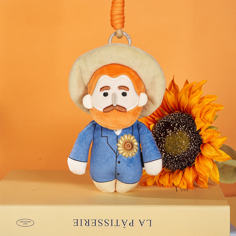 印象派梵高自画像毛绒玩偶挂件钥匙扣挂饰