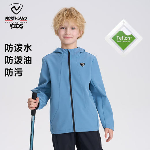诺诗兰童装单壳冲锋衣，加绒防风防泼水，耐穿抗造，连帽设计舒适保暖 商品图3