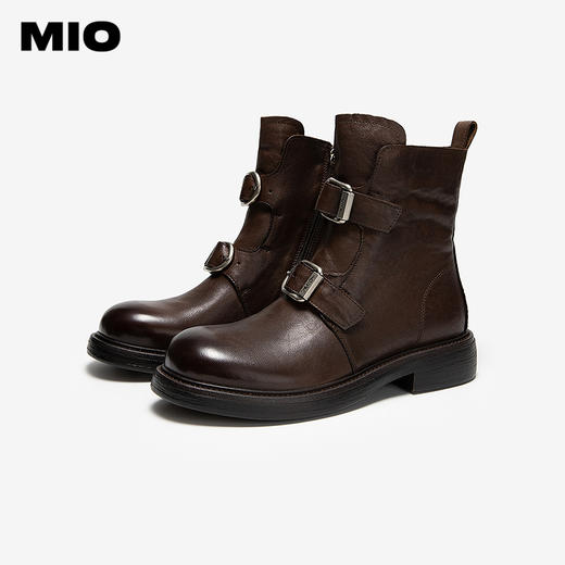 MIO米奥马丁靴中跟圆头复古切尔西靴厚底简约女靴M255671881 商品图2