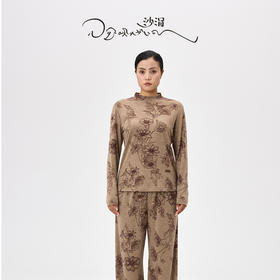 精纺羊绒印花长袖女套衫  SJF97W348N