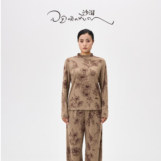 精纺羊绒印花长袖女套衫  SJF97W348N 商品图0