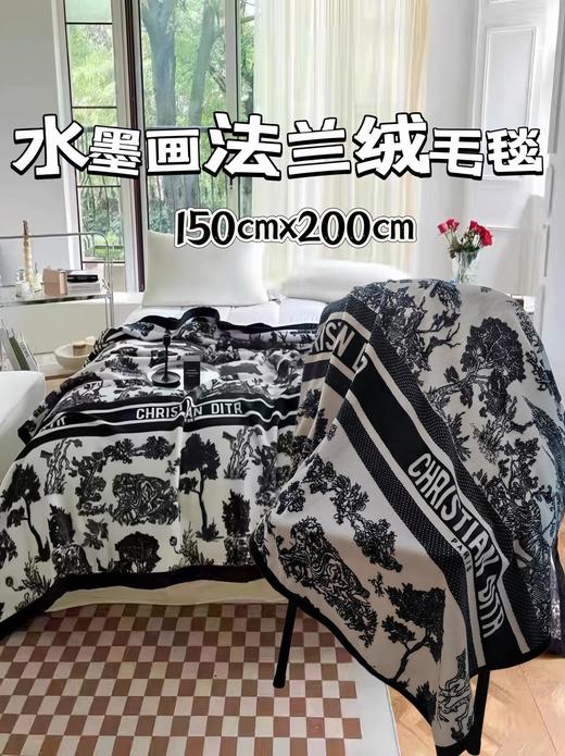 🔥炸了🔥【水墨画毛毯】高级!柔软!不起球马上变冷了，很需要它!尺寸150X200cm!! 商品图1
