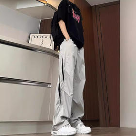 浅灰色速干冲锋裤男款秋季拼接设计感网眼透气裤子美式伞兵工装裤