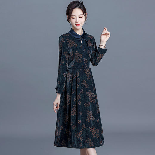 时尚印花连衣裙，韩版修身气质中老年女装裙子YW-YXJY-782032 商品图0