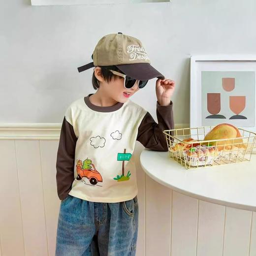 【29元2件】易卡通儿童t恤纯棉男女童上衣长袖单件女宝a类纯棉衣服卡通潮童80-140 商品图1