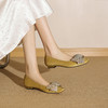 【预售5天】头层皮水钻蝴蝶结拼色时尚新款方头粗跟低跟浅口单鞋ZF&25191 商品缩略图3