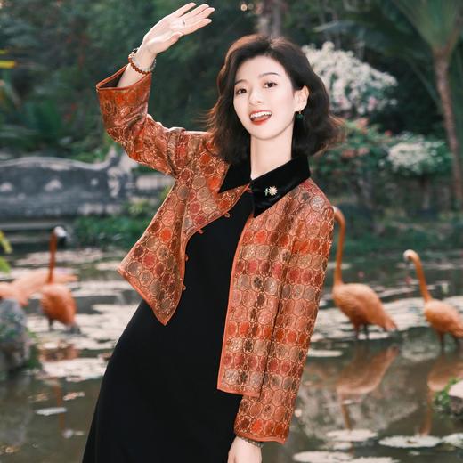 西子/宋锦香云纱桑蚕丝重缎非遗【七彩宝相】两穿唐装外套/TZLL309 商品图6