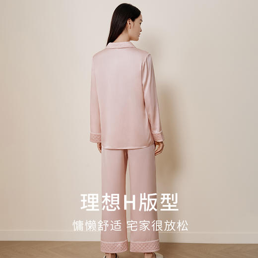 金三塔22姆米重磅真丝情侣睡衣100%桑蚕丝宽松舒适男女家居衣裤套  YSFFD201+YSMFD201 商品图3