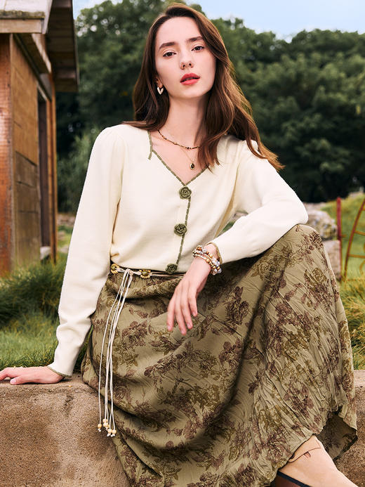 【百图lulu定制】【秋意半裙】 复古  高腰  印花  半身裙 商品图11