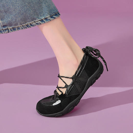 西遇芭蕾德训鞋女新款秋季复古浅口玛丽珍圆头轻便软底运动鞋V1656924 商品图2