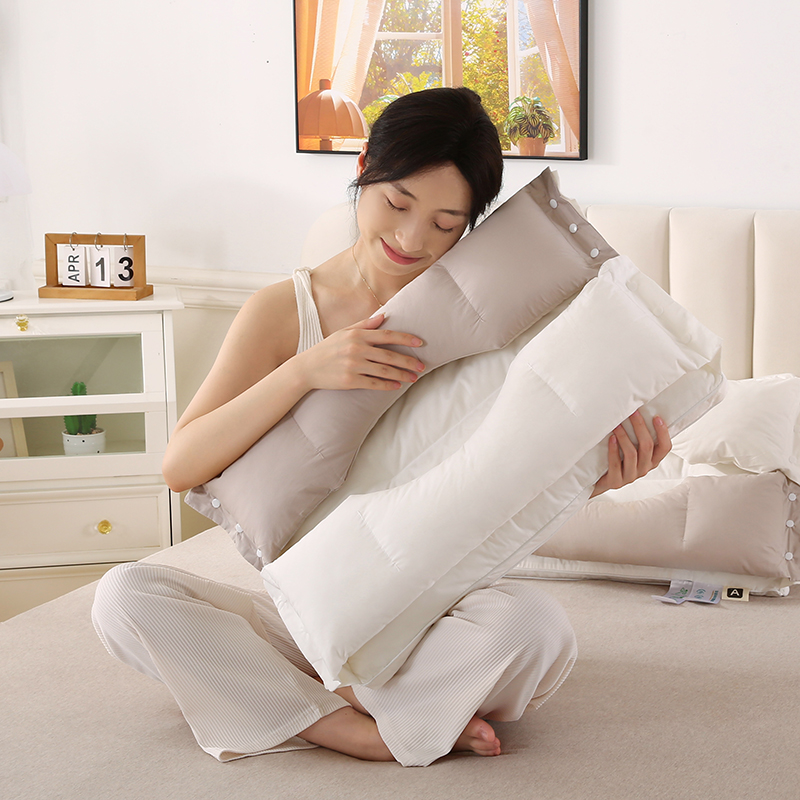 【三枕合一 侧睡救星】花姿彤 A类母婴面料 脊椎牵引安睡枕 助睡眠护颈椎 修复睡觉专用枕芯反弓富贵包护颈枕 