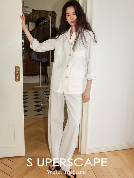 【8/25新品】素舶 水洗全棉亲肤透气长袖衬衫领复古工装外套 商品图1