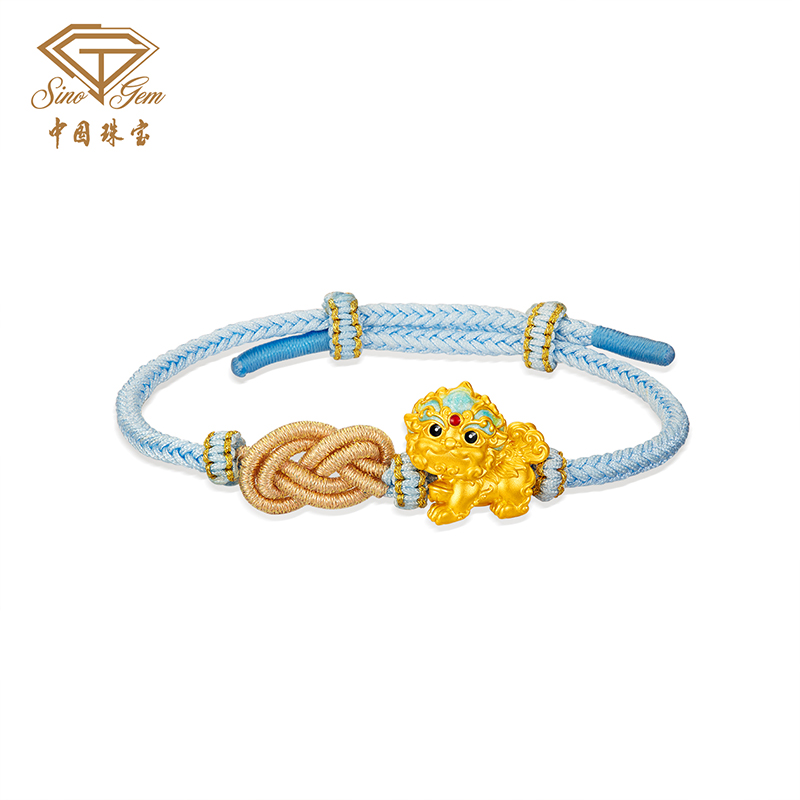 「大足金-大足狮」黄金平步青云转运珠 5D硬金小狮子足金手串【Y】