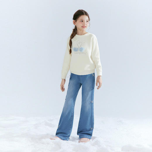 笛莎Deesha 童装女童毛衣2025冬新款女童立体小天鹅宽松烫钻毛衣 商品图2