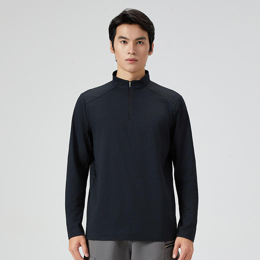 【上新89元！半拉链高领】LUCKY DEER/幸运鹿情侣款立领亲肤山系半高领户外长袖运动健身T恤 商品图4