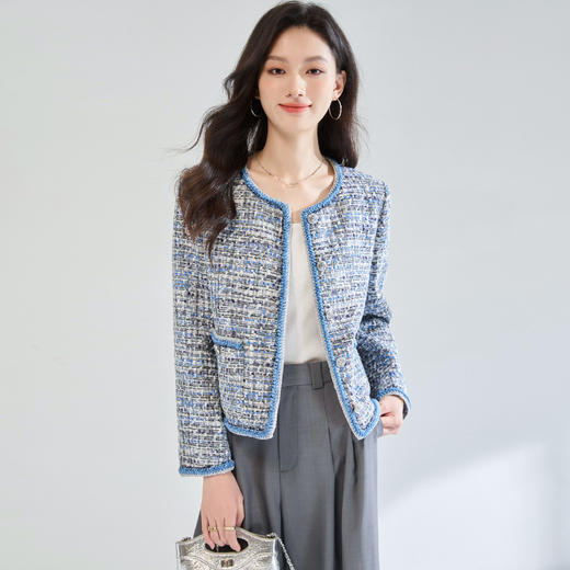 「高货sh」全新升级【铂金会员339/天猫459/差价120】(45113)高级感重工编织外套2025秋季新款亮丝小香风粗花呢外套女 商品图2