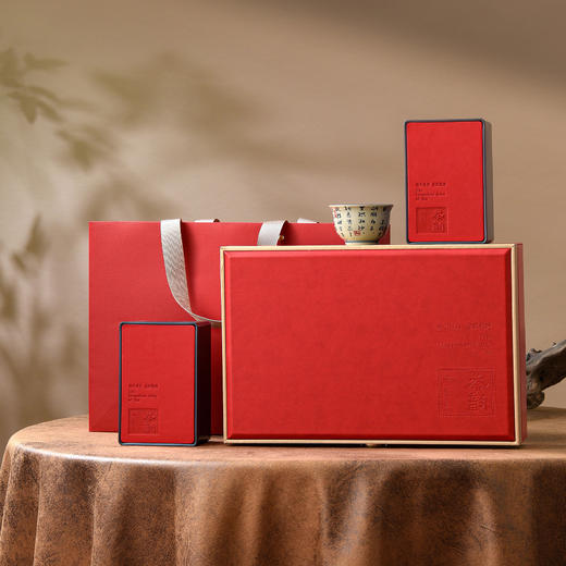 茶韵皮盒【两铁罐+杯 红色】60元一套/一箱12套 商品图2