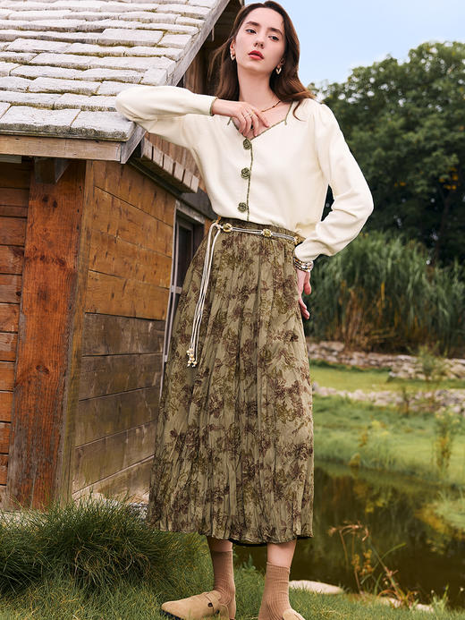 【百图lulu定制】【秋意半裙】 复古  高腰  印花  半身裙 商品图6