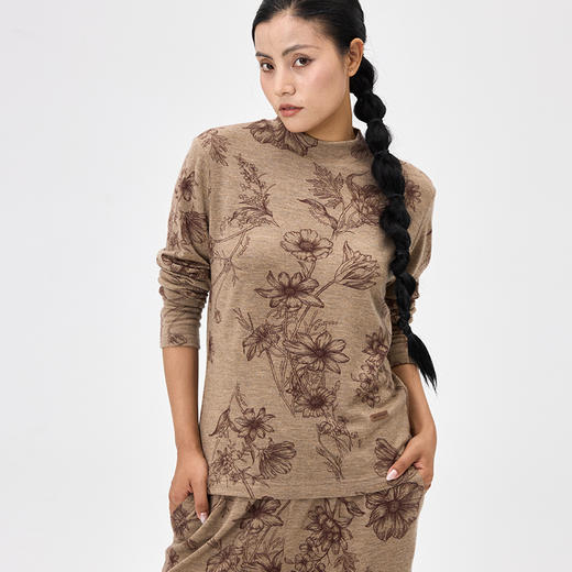 精纺羊绒印花长袖女套衫  SJF97W348N 商品图6