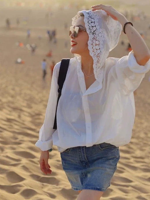 白月光蕾丝连帽设计感衬衫 商品图4