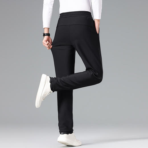 罗蒙秋冬款男士加绒裤时尚松紧腰直筒休闲裤上班通勤日常百搭长裤子 商品图2