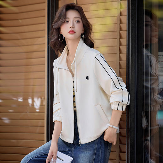 WZNHMM26572025秋季女装新款宽松休闲外套女立领拉链长袖百搭上衣 商品图0