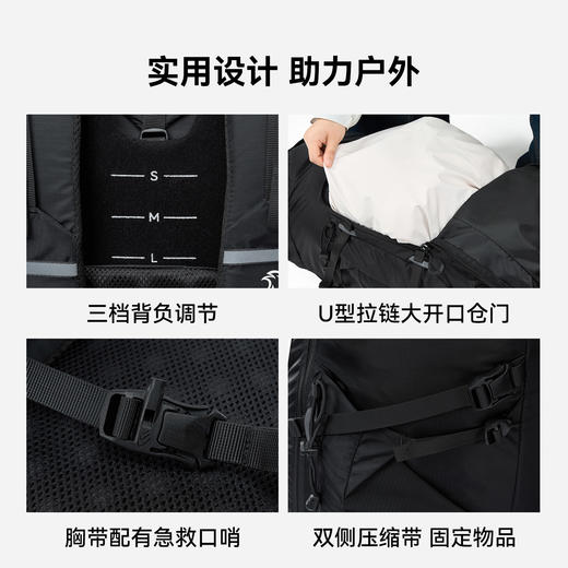 伯希和户外登山包男徒步旅行38L大容量减压透气轻量耐磨双肩背包 商品图3