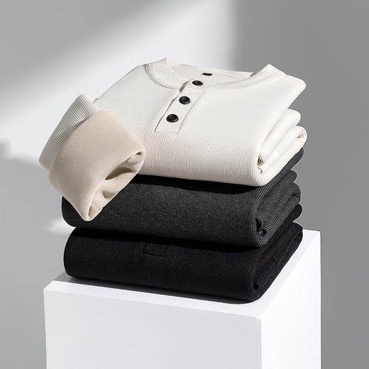 【含绵羊毛】罗蒙男士秋冬圆领卫衣加绒保暖男微弹休闲百搭上衣舒适通勤 商品图4