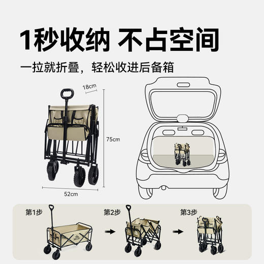 【轻途】伯希和户外露营车野餐野营折叠儿童可躺旅行营地小拖车 商品图2
