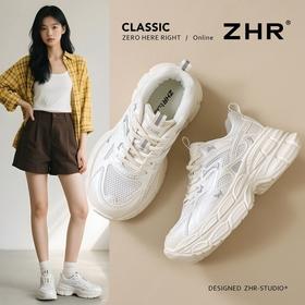 【秒增6cm】ZHR则则厚底增高老爹鞋秋季银色运动休闲鞋超软小白鞋