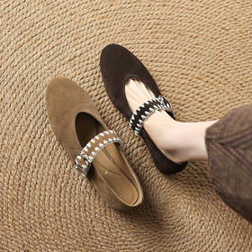 【预售5天】绒面羊反皮低跟玛丽珍鞋女秋季新款小香风晚晚平底单鞋HCYYHD&6264