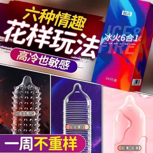 名流冰火6合1避孕套48只装冰热感安全套颗粒螺纹组合性感套子男用 商品图2