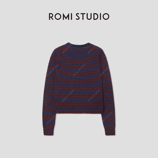 ROMI STUDIO100%新澳细美丽诺羊毛撞色条纹套头上衣RWCAS65763 【发货时间25-30天】 商品图1