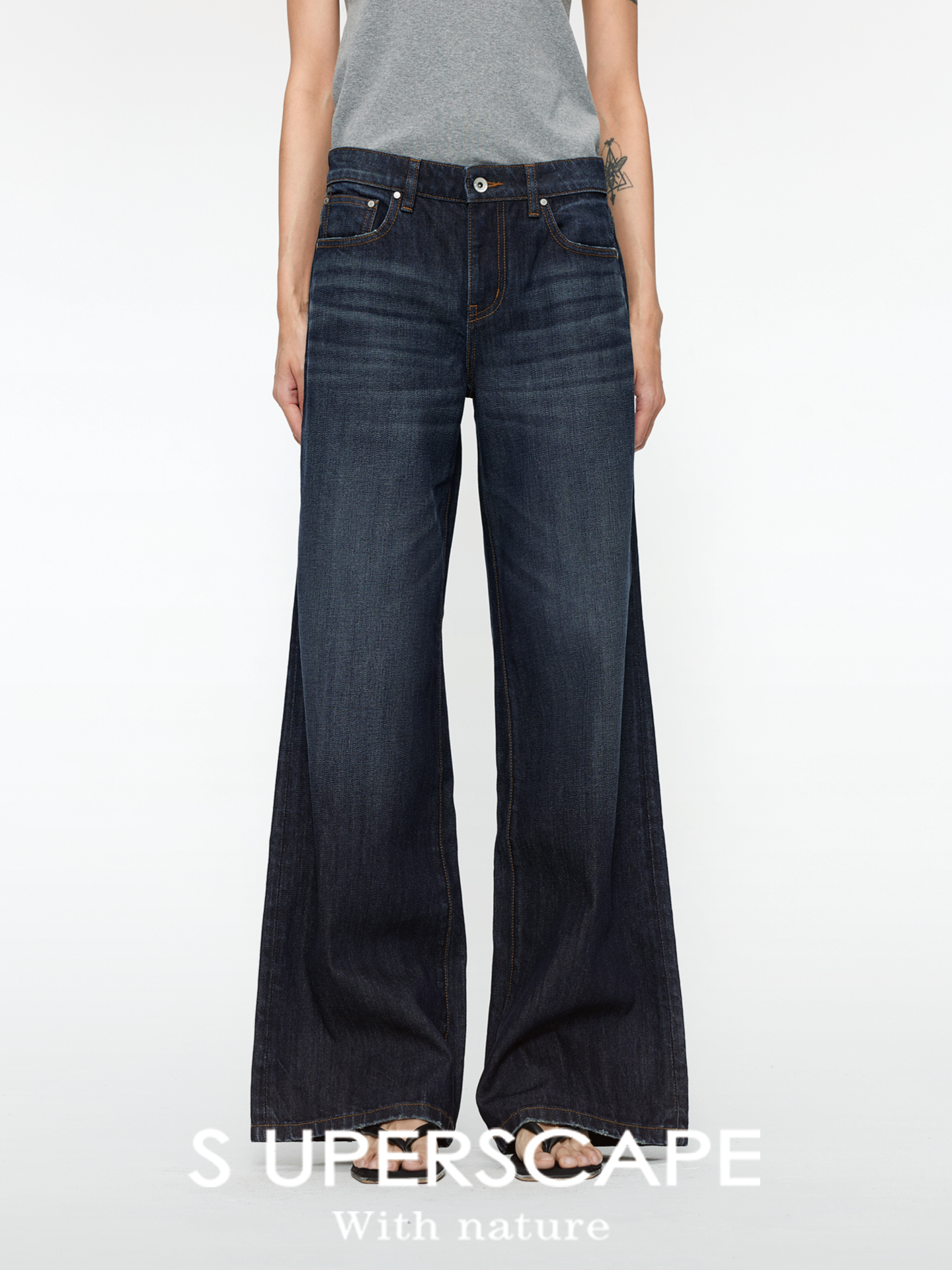 【8/25新品】素舶  13OZ重磅长绒棉竹节肌理感牛皮皮牌中低腰直筒牛仔裤