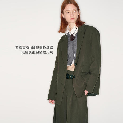 lost in echo2025早秋新款宽松落肩口袋翻领西装无腰头阔腿西装裤 商品图1