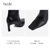 【大女主】heelz设计师手工鞋履 ｜酷飒风复古油蜡羊皮 方头短靴 7.5 公分 商品缩略图3
