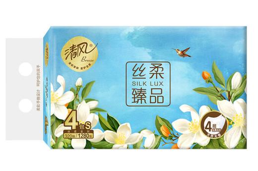 清风丝柔臻品抽纸4层80抽*4包/提 商品图0