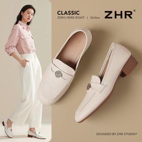 ZHR则则圆头单鞋2025秋新款法式复古脚蹬乐福鞋软底防滑百搭单鞋
