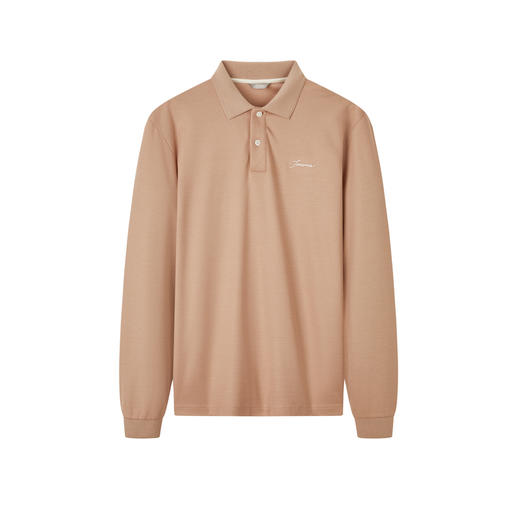 九牧王 春橙色扁机标准版长袖POLO衫JT1E15020 商品图2