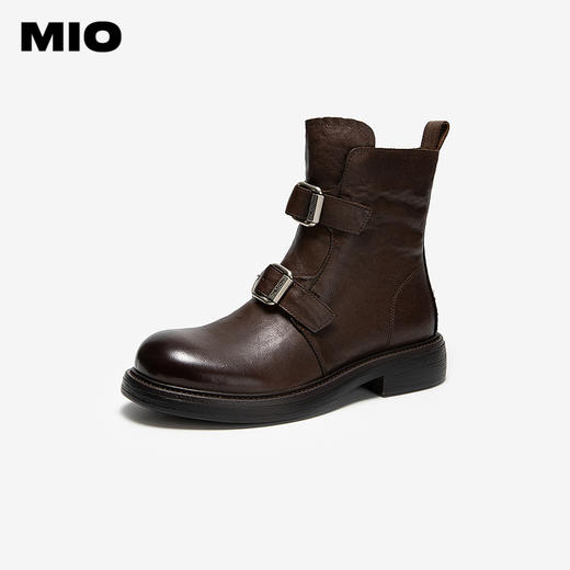 MIO米奥马丁靴中跟圆头复古切尔西靴厚底简约女靴M255671881 商品图0